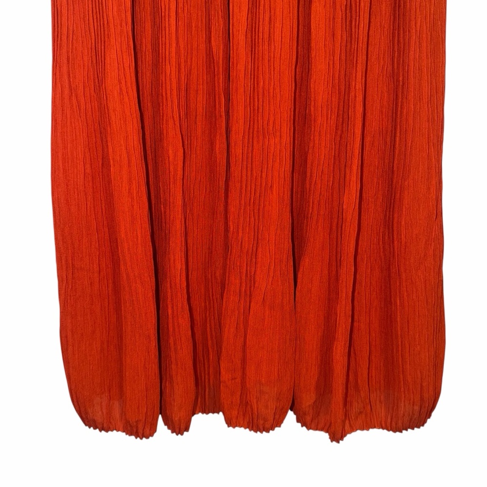 Chloé Orange Midi Dress Pleated Peplum 2 Cocktail Party Wedding Guest NWT 🟡 - Picture 9 of 15
